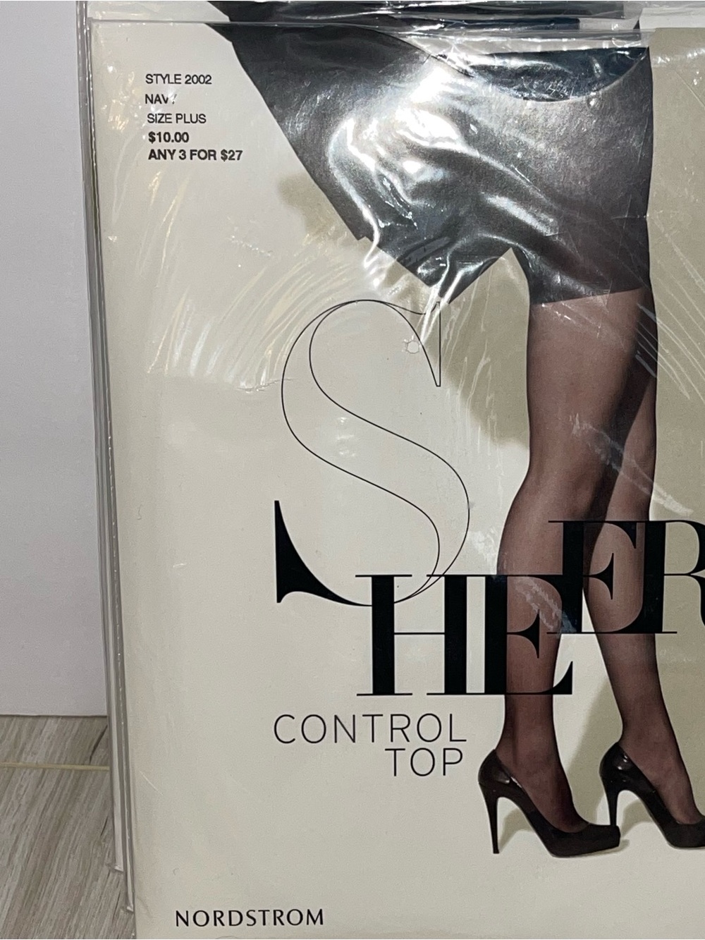 New Nordstrom Medium Nude Navy Control Top Pantyhose - Size Plus 3 Pair